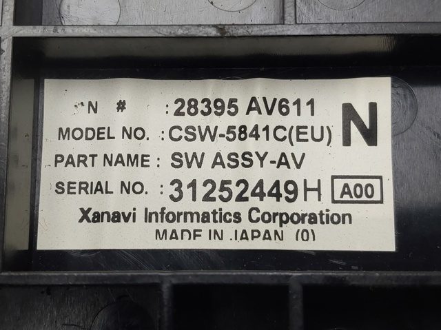 Sterownik trybów ogrzewania/klimatyzacji 28395AV611 NISSAN