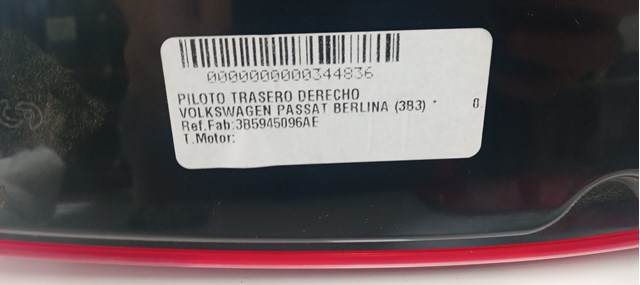 Lampa zespolona tylna prawa 3B5945096AE VAG