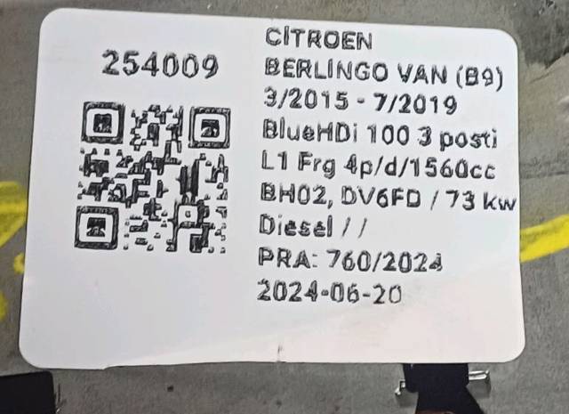 Kolumna (wał) kierownicza (kierownicy) Citroen Berlingo B9