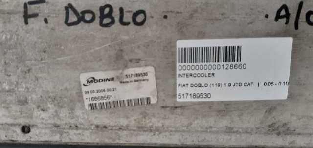 Chłodnica intercoolera 517189530 FIAT