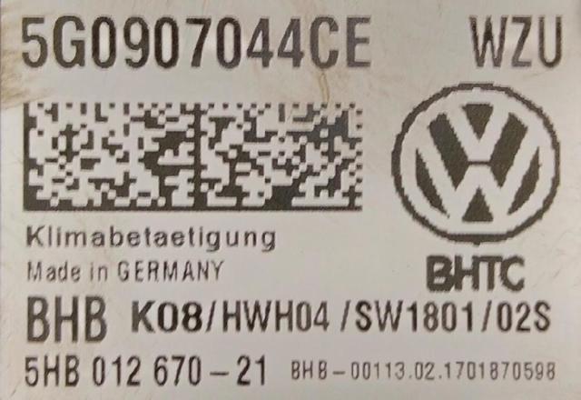 Sterownik trybów ogrzewania/klimatyzacji 5G0907044CE VAG
