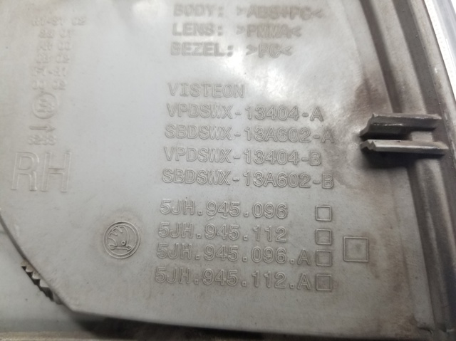 Lampa zespolona zderzaka tylnego prawa 5JH945096 VAG