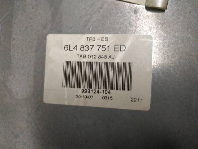 Mechanizm podnoszenia szyby drzwi przednich lewych 6L4837751ED VAG