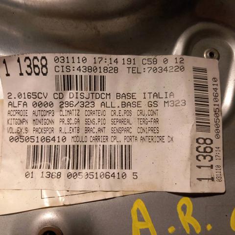 Mechanizm podnoszenia szyby drzwi przednich prawych 71754403 FIAT