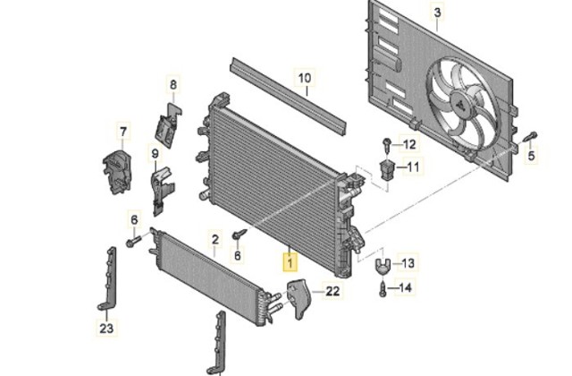 Chłodnica silnika 7E0121253F VAG