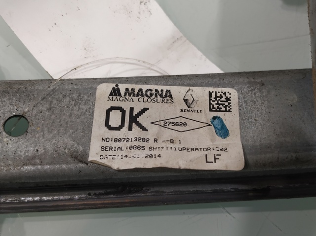 Mechanizm podnoszenia szyby drzwi przednich lewych 807213282R RENAULT