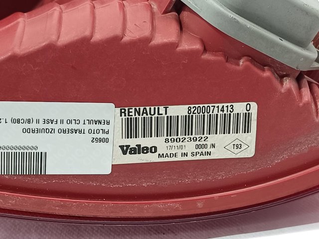 Lampa zespolona tylna lewa 82000714130 RENAULT