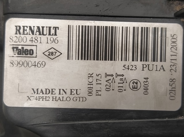 Reflektor lewy 8200481196 RENAULT