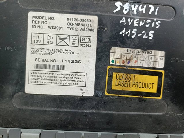 Radioodtwarzacz (radio AM/FM) 8612005080 TOYOTA