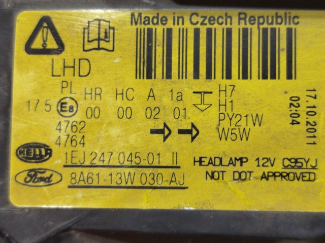 Reflektor prawy 8A6113W030AJ FORD