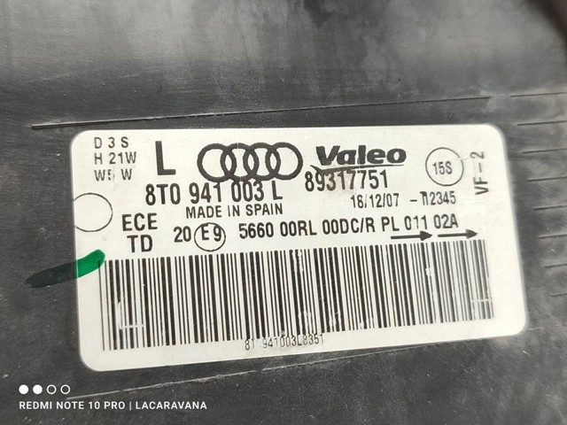 Reflektor lewy Audi A5 8TA