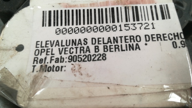 Mechanizm podnoszenia szyby drzwi przednich prawych 90520228 OPEL