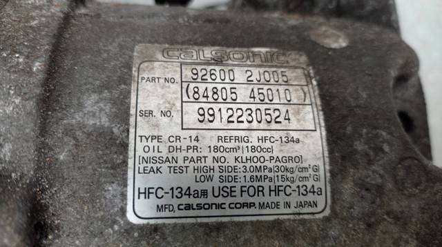 Sprężarka klimatyzacji 926002J005 NISSAN