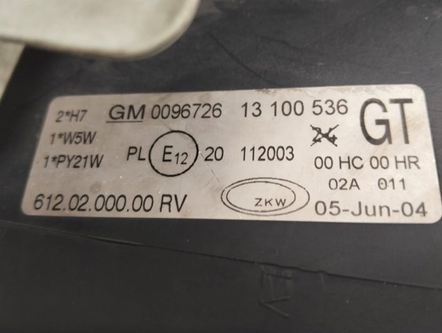 Reflektor prawy 93173252 OPEL