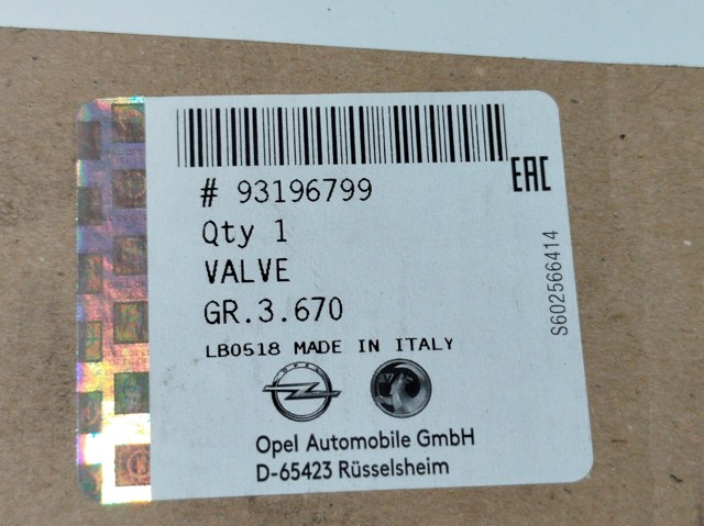 Zawór recyrkulacji spalin EGR 93196799 OPEL