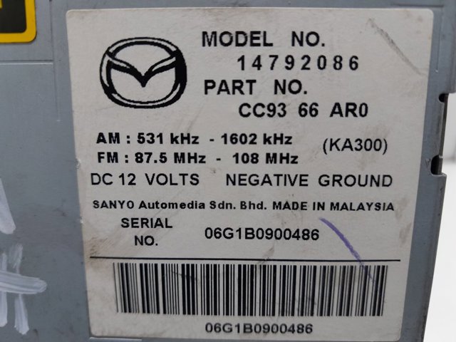 Radioodtwarzacz (radio AM/FM) CC9366AR0 MAZDA