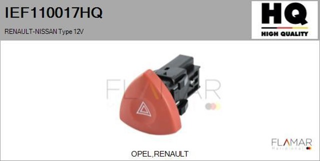 Przycisk włączania światła awaryjnego IEF110017HQ RENAULT