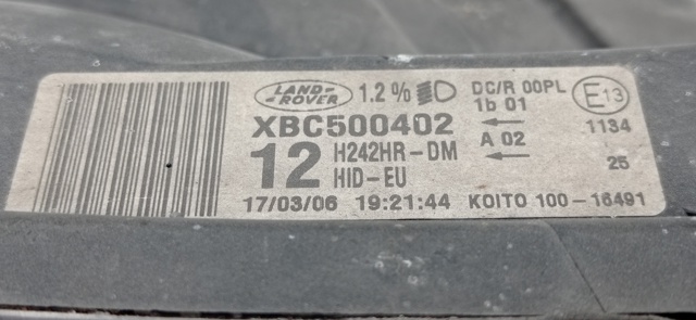 Reflektor prawy XBC500402 LAND ROVER