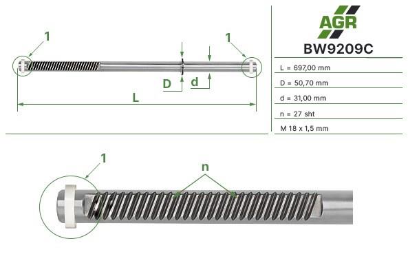 BW9209C AGR wał (pręt maglownicy)