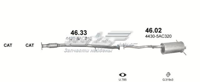 Tłumik, tylna część Subaru Legacy II sedana (BD, BG) (1994 - 1999) cena, od 134,43 USD