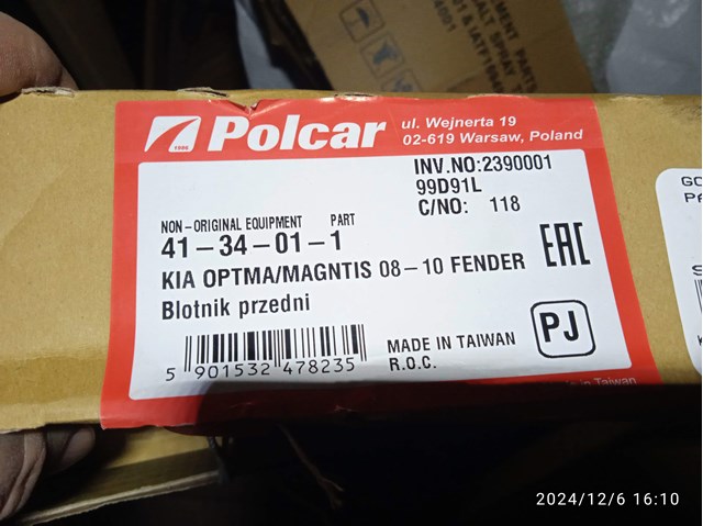 Błotnik przedni lewy do KIA Magentis II GE