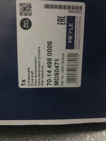 Półoś napędowa przednia prawa Meyle 70144980006 cena, od 135,34 USD