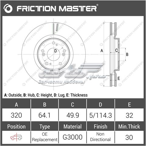 Tarcza hamulcowa przednia R1914 Friction Master