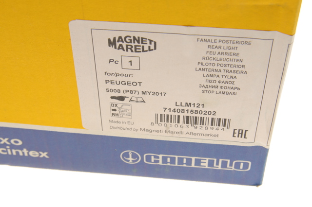 Lampa zespolona tylna prawa wewnętrzna 9811027780 Peugeot/Citroen