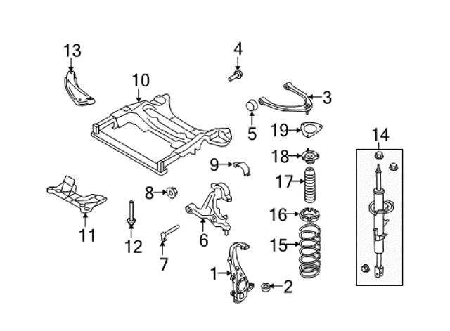 543201CA1D Nissan/Infiniti Poduszka amortyzatora przedniego
