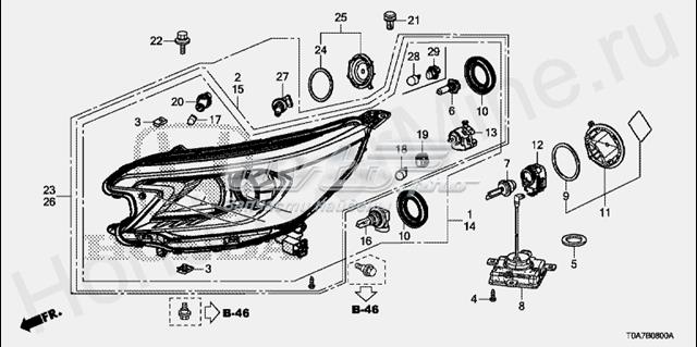 Reflektor prawy Honda 33100T1GG01 cena, od 877,96 USD