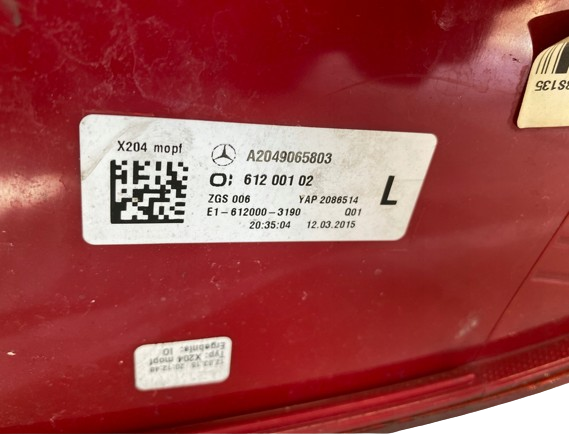 Do koszyka A2049060157 Mercedes Lampa zespolona tylna lewa