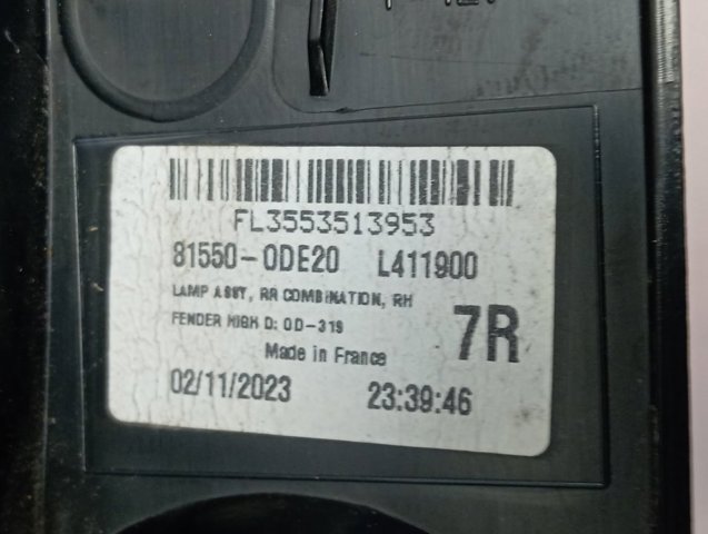 Lampa zespolona tylna prawa zewnętrzna Toyota 815500DE20