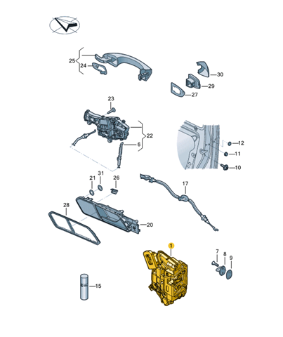 Zamek drzwi tylnych lewych Volkswagen Jetta VII sedana (BU3, BU4) (2017 - 2026) cena, od 94,75 USD