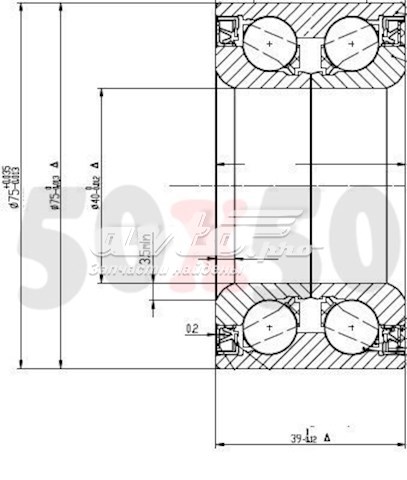 Do koszyka DAC4075W2CS73 Koyo Łożysko piasty przedniej
