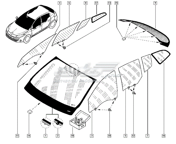 Szyba przednia do Renault Megane III KZ0, KZ1