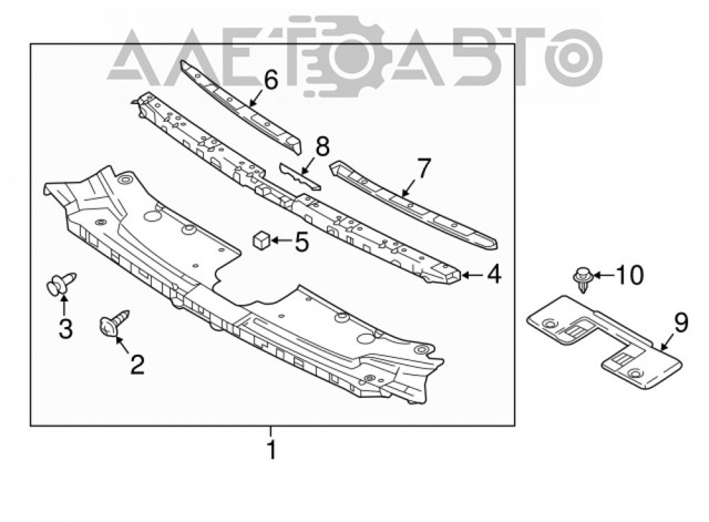 Do koszyka TK4850720E Mazda Nakładka panelu przedniego (osłony chłodnicy) górna