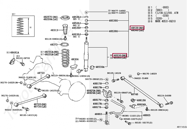 4853169795 Toyota Amortyzator tylny