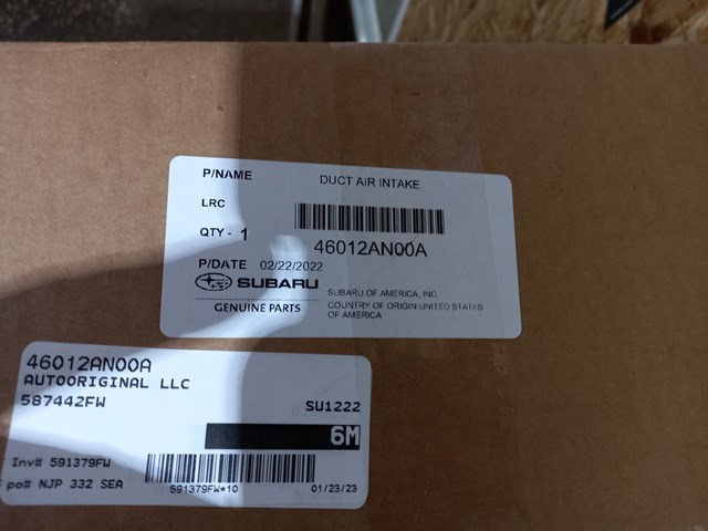 Wlot powietrza do filtra powietrza 46012AN00A Subaru