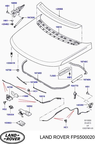 Do koszyka FPS500020 Land Rover Zamek maski