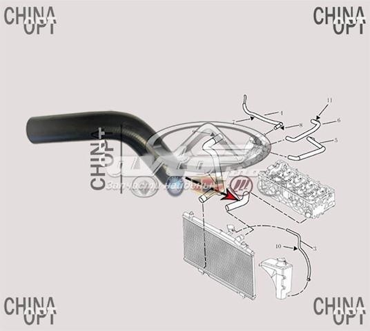 Przewód (króciec) chłodnicy górny Geely 1602198180 cena, od 5,28 USD
