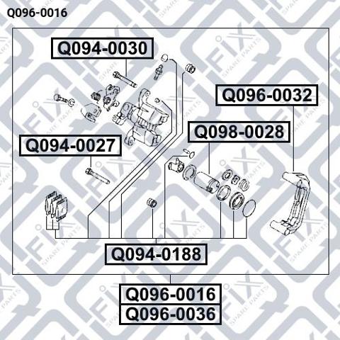 Q0960016 Q-fix Zacisk hamulcowy tylny prawy