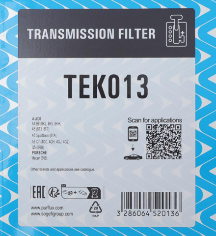 Do koszyka TEK013 Purflux Filtr automatycznej skrzyni biegów