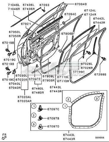 5727A107 Mitsubishi listwa ochronna szyby opuszczanej drzwi przednich lewych