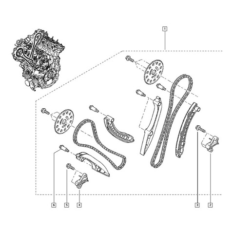 Łańcuch rozrządu, zestaw 130C19028R Renault (RVI)