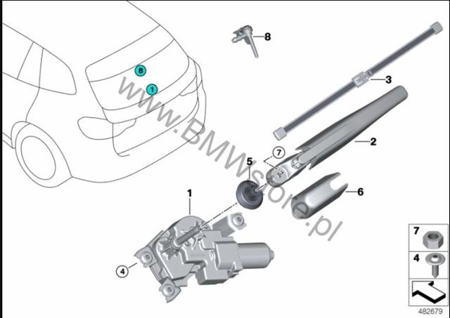  Silniczek wycieraczki tylnej szyby BMW X5 