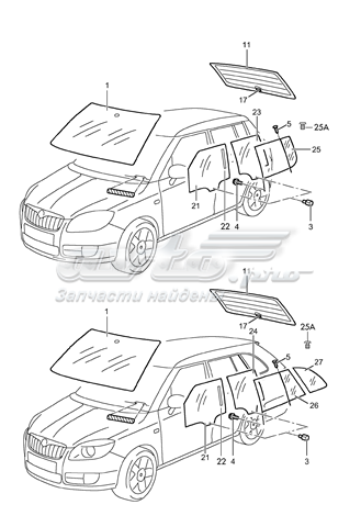 Szyba przednia do Skoda Fabia II 5J2, 542, 572, 582