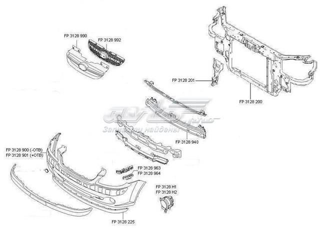Osłona chłodnicy kompletna (panel mocowania reflektorów) FPS FP3128200 cena, od 90,58 USD