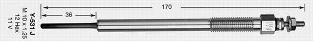 Świeca żarowa NGK Y531J cena, od 13,63 USD