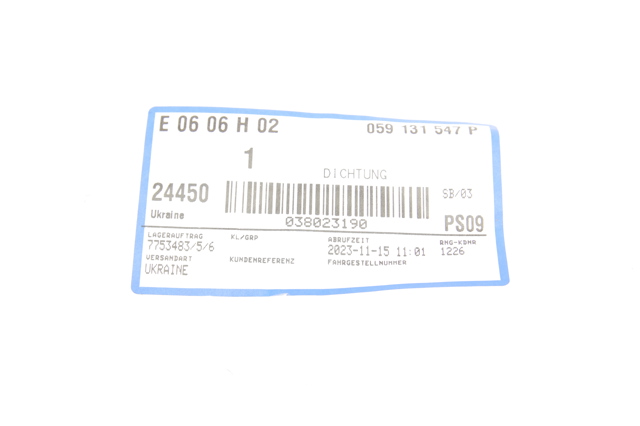 Do koszyka 059131547P VAG Uszczelka zaworu recyrkulacji EGR