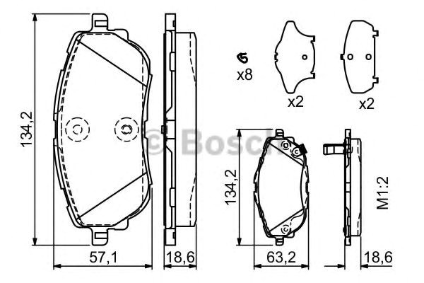 Do koszyka 986494676 Bosch Klocki hamulcowe przednie tarczowe